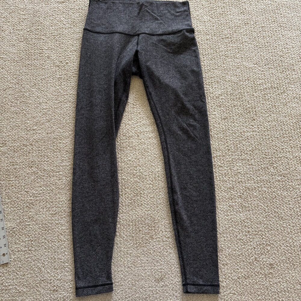 Lululemon Wunder Under Leggings Womens 10 Black Herringbone High Rise Size 10